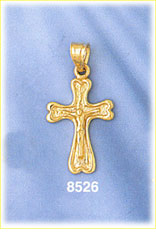 14K Gold Crucifix & Jesus Charm