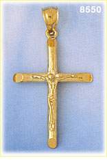 3D 14K Polished Gold Crucifix Pendant