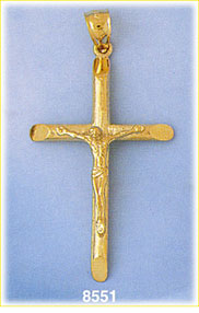 14K Gold 3D Crucifix w/Jesus Pendant