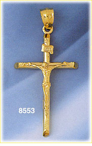 14Kt Gold 3D Crucifix & Jesus Pendant