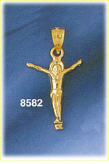 14K Gold Crucifix Charm w/The Body Of Jesus As Cross