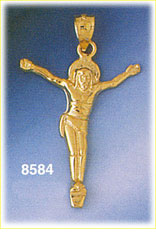14K Gold Body Of Jesus Crucifix Pendant