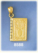 14K Gold Holy Bible Charm Pendant That Opens With Lord