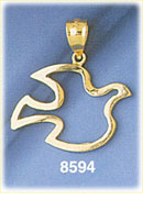 14K Gold Dove Symbol Of The Holy Spirit Pendant