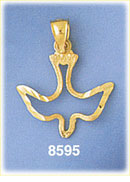 14K Gold Holy Spirit Symbol Of The Dove Outline Charm