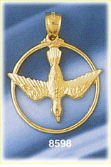 14K Gold Dove Encircled Holy Spirit Medallion