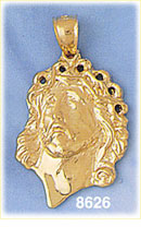14K Gold Jesus Christ w/ Crown Of Thorns Pendant