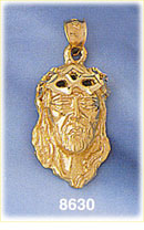 14K Gold Jesus Christ Adorned w/Crown of Thorns Head Charm