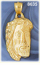 14K Gold Jesus Christ Wearing Crown Of Thorns During Crucifixion Face Pendant