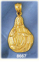 14K Gold Jesus Christ w/ Heart Radiating On Chest Pendant