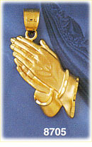 14K Gold Prayer Hands Pendant