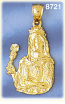 14K Gold Virgin Mary Mother Of Jesus Pendant