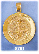 14K Gold Saint Michael Pray For Us Medallion