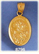 14K Gold Saint George Depicted Slaying The Dragon Medallion