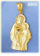 14K Gold Saint w/Child Medallion