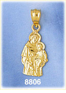14K Gold Saint w/Child Pendant