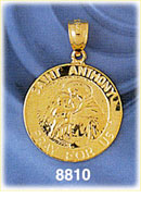 14K Gold Saint Anthony Pray For Us Medallion