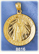 14K Gold Saint Florian Protect Us Medallion