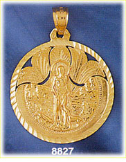 14K Gold Saint Lazarus Statue Medallion
