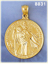 14K Gold Protect Us St Christopher Medallion
