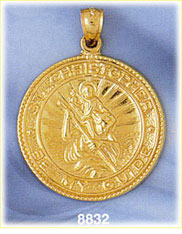 14K Gold Saint Christopher Medallion