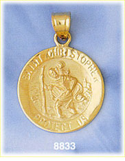 14K Gold Saint Christopher Protect Us Medallion w/Baby Jesus