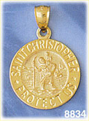 14K Gold Saint Christopher Protect Us Coin Medallion