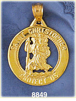 14K Gold Saint Christopher Protection Medallion