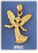 14K Gold Divine Angel With Wings Spread Pendant