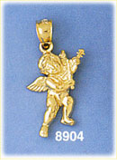 14K Gold Cherub Flying While Playing Violin Angel Charm
