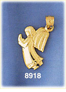 14K Gold Flying & Praying Angel Charm