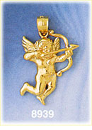 14K Gold Cupid Angel Aiming Bow & Arrow Charm