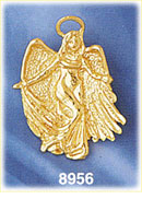 14K Gold Visionary Guardian Angel w/Halo Pendant