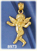 14K Gold Angel Reaching Out Pendant