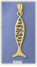 14K Gold Religious Fish Pendant