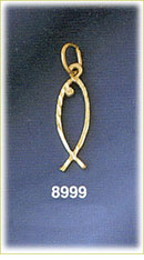 14K Gold Religious Fish Charm