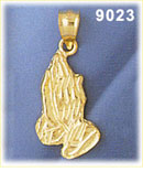 14K Gold Folded Praying Hands Pendant