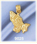 14K Gold Praying Hands Charm