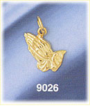 14K Gold Praying Hands Folded in Prayer Charm