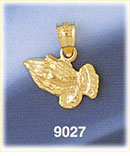 14K Gold Praying Hands Religious Charm