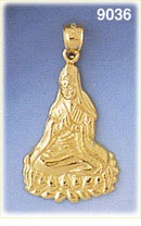14K Gold Buddha of Enlightenment Buddhist Charm Pendant