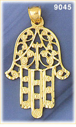 14K Gold Protecting Hamsa Hand Pendant