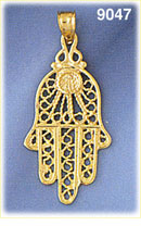 14K Gold Hamsa Hand Protection Pendant