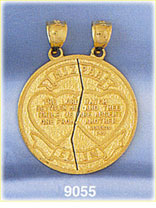 14K Gold Breakaway Mizpah Genesis 31:49 Medallion
