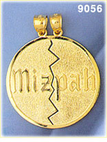 14K Gold Breakaway Mizpah Coin Medallion Pendent 
