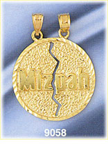 14K Gold Diamond Cut Breakaway Mizpah Medallion