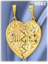 14K Gold Breakaway Mizpah Heart Pendant