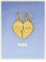 14K Gold Breakaway Mizpah Genesis 31:49 Heart Charm