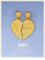 14K Gold Breakaway Mizpah Heart Charm