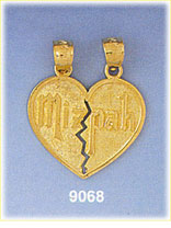 Genesis 31:49 Breakaway 14K Gold Mizpah Heart Pendant